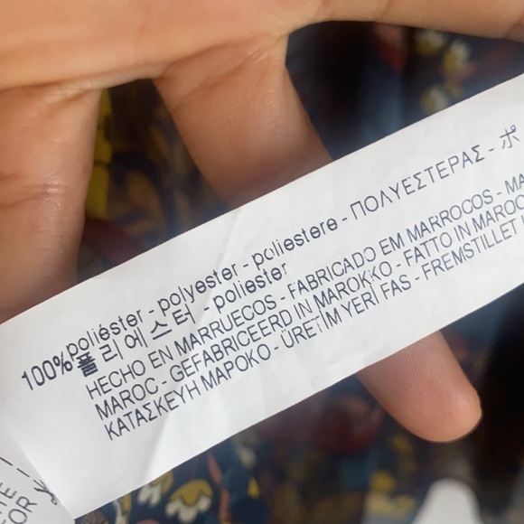 Zara Trafaluc Blouse Long Sleeve Floral Fall colors ruched neck and sleeves XS - Picture 9 of 11